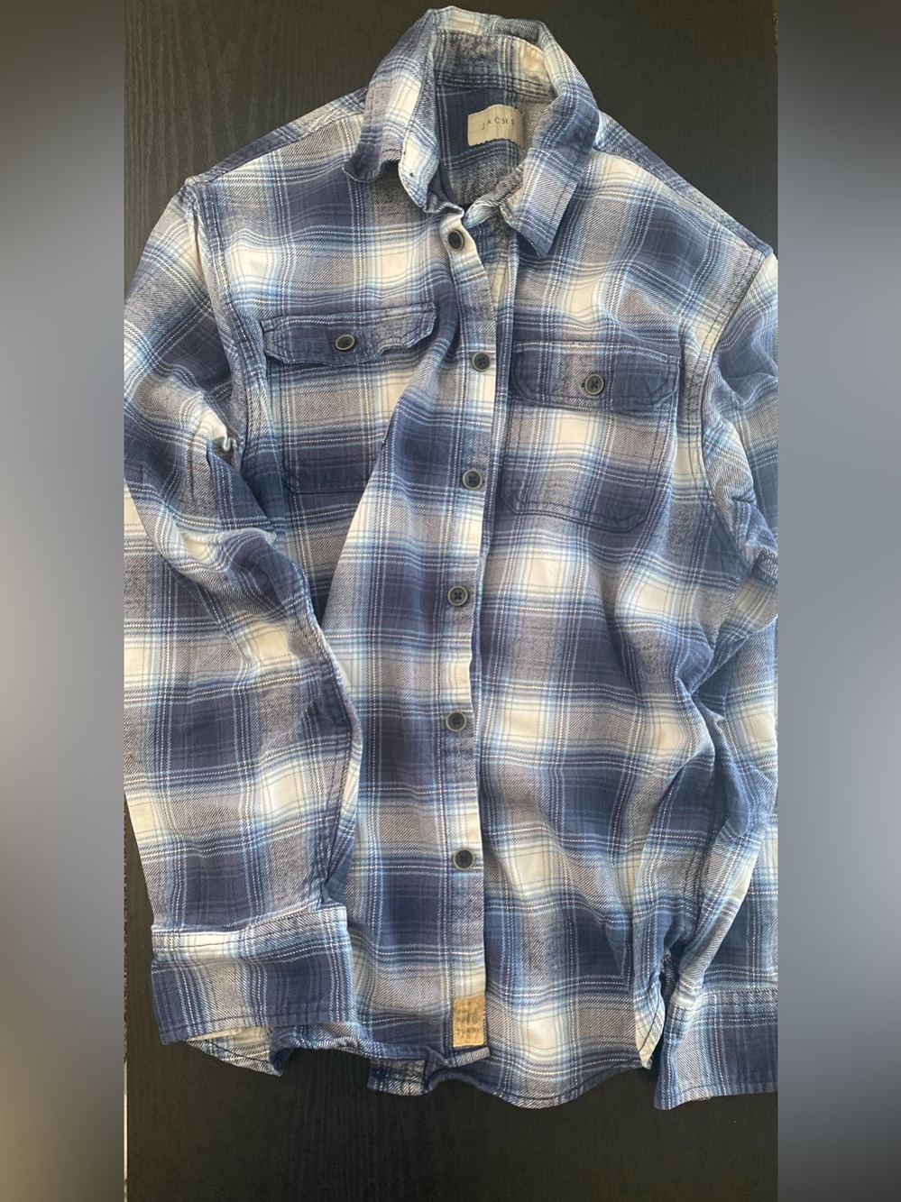 Jachs M 100% cotton Blue and White Plaid Button-Up Shirt